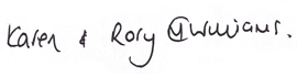 Karen and Rory Mcwilliams Signature